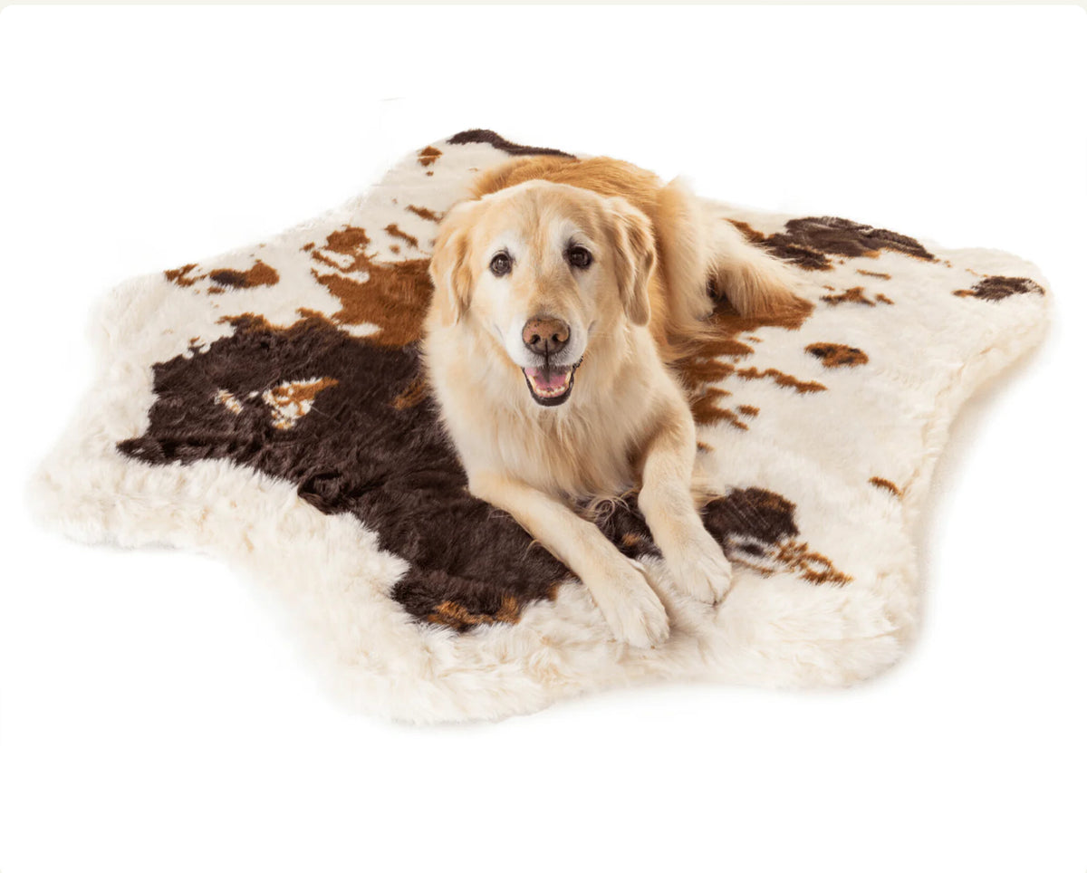 Waterproof Memory Foam Dog Bed - Brown Faux Cowhide