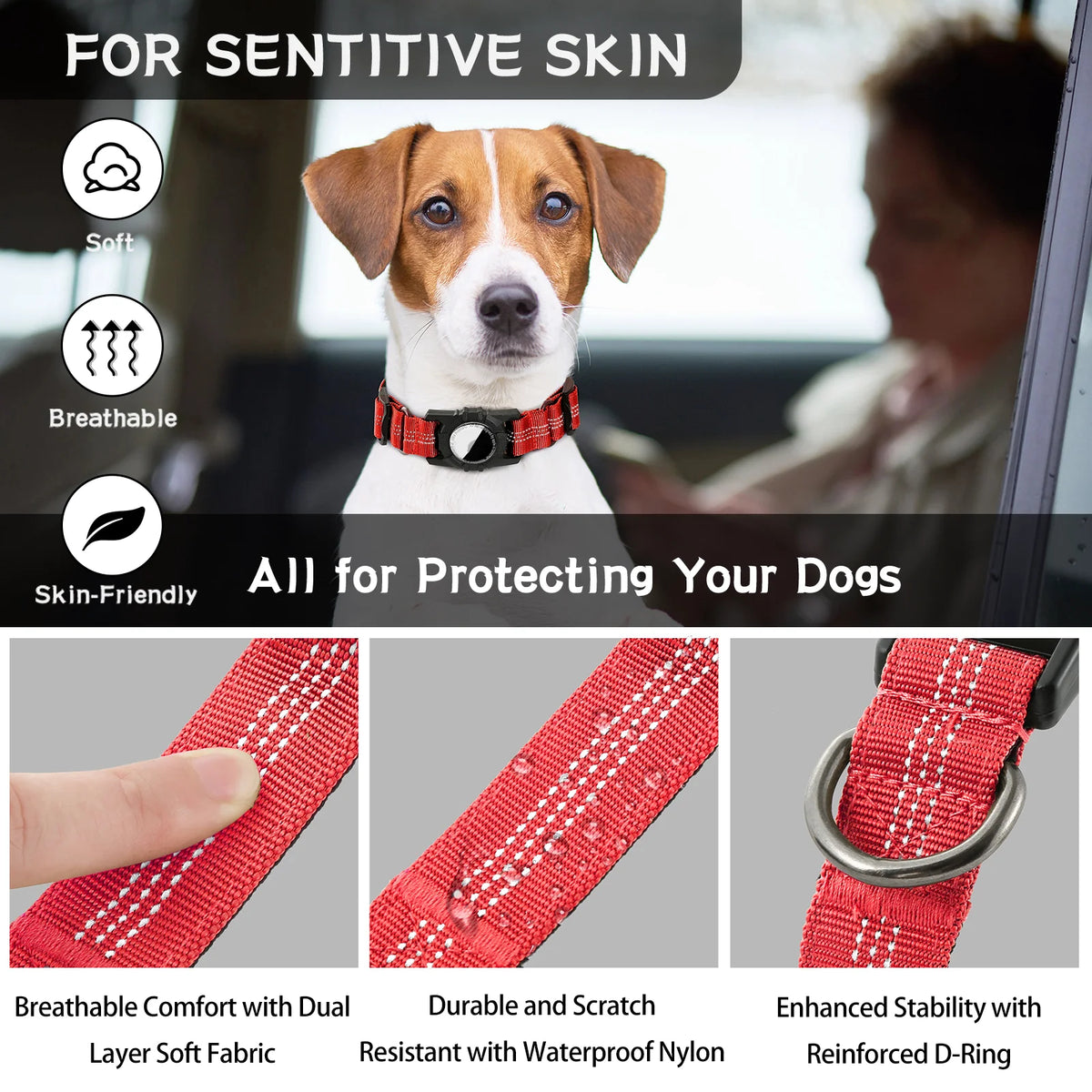 Reflective Air Tag Dog Collar for Dogs