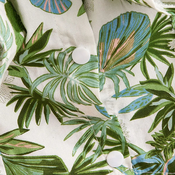 Palm Leaf Short Sleeve Shirt (White)