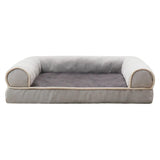 Square washable pet sofa bed in light gray.