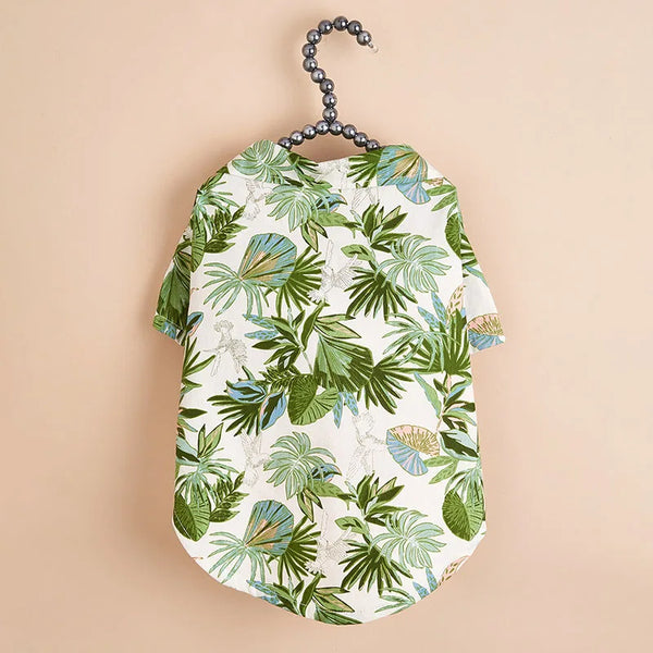 Palm Leaf Short Sleeve Shirt (White)