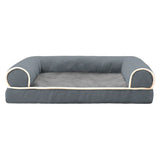 Square washable pet sofa bed in dark gray.