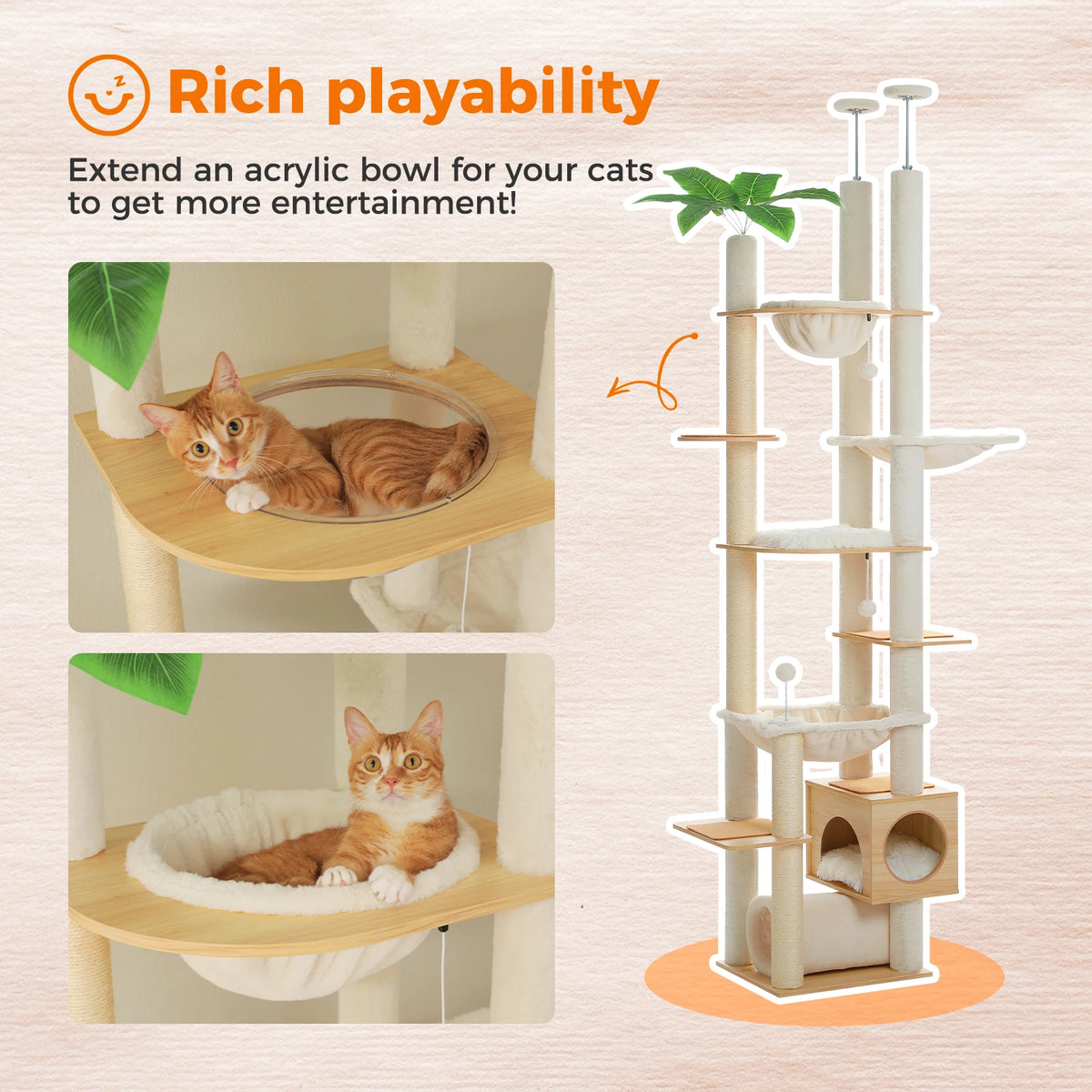 Adjustable Wooden Cat Tree