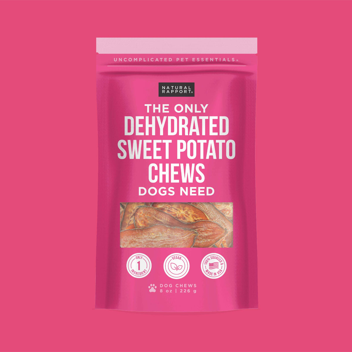 The Only Dehydrated Sweet Potato Chews Dogs Need: 8 oz