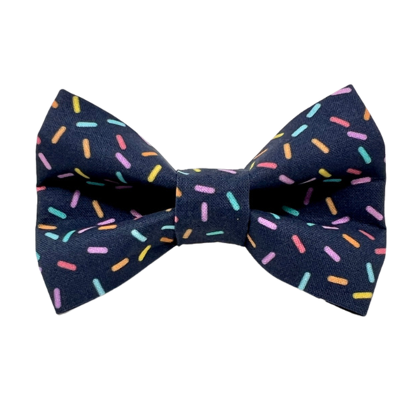 Navy Sprinkles Pet Bow Tie for Birthdays / Celebrations
