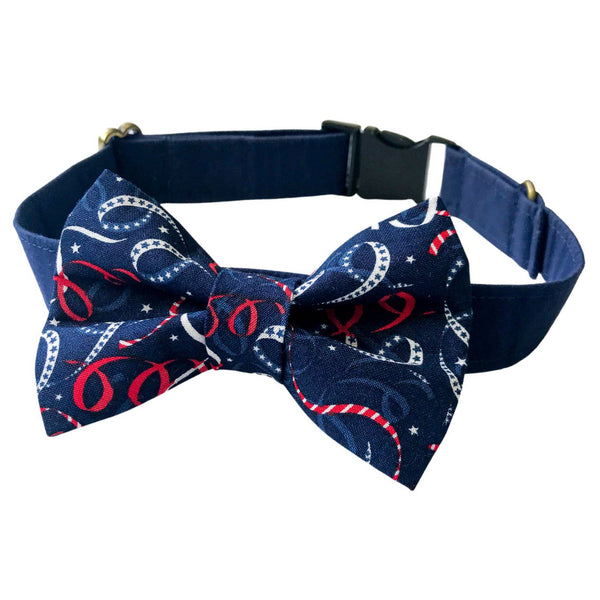 Red White and Blue Confetti Pet Bowtie for Fourth of July